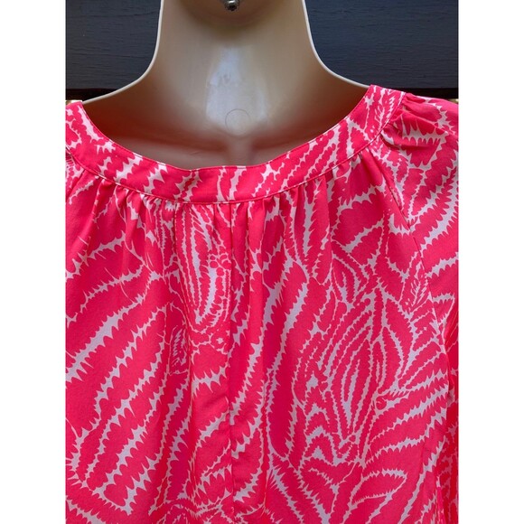 Lilly Pulitzer Size XS Moxy V-Neck Silk Blouse Top hot Pink White nwot - Picture 5 of 9